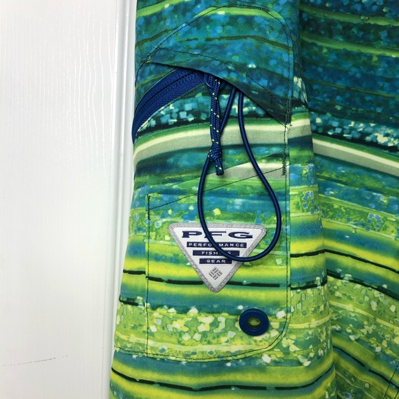 Columbia PFG Mens Linerless Blue Green Swimming Board Short Trunks 38W - Picture 5 of 15